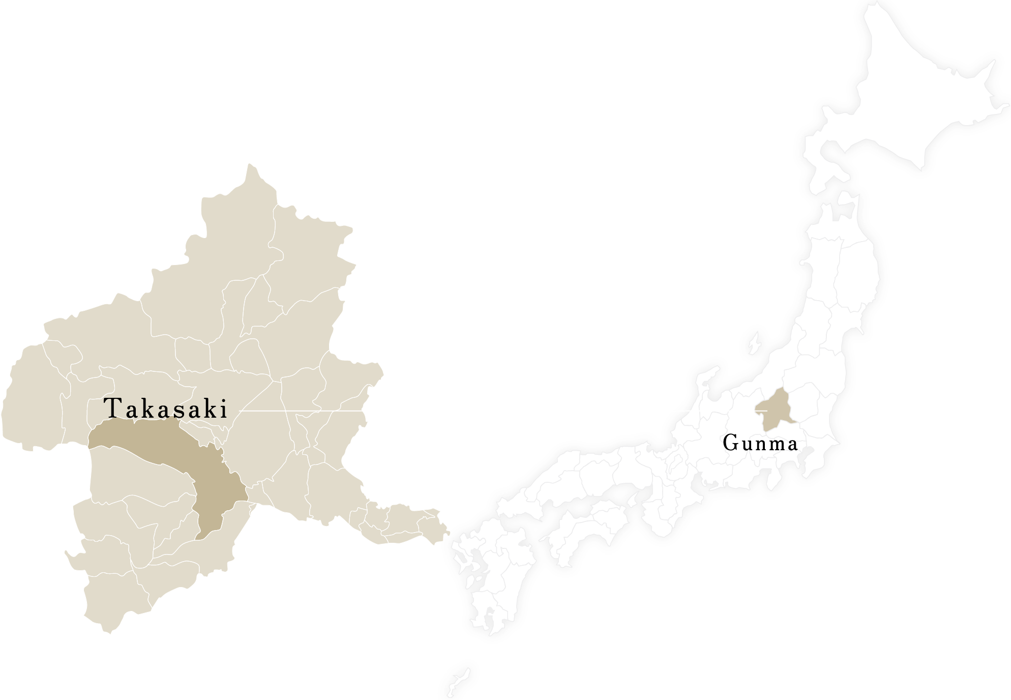 群馬県と高崎市の地図